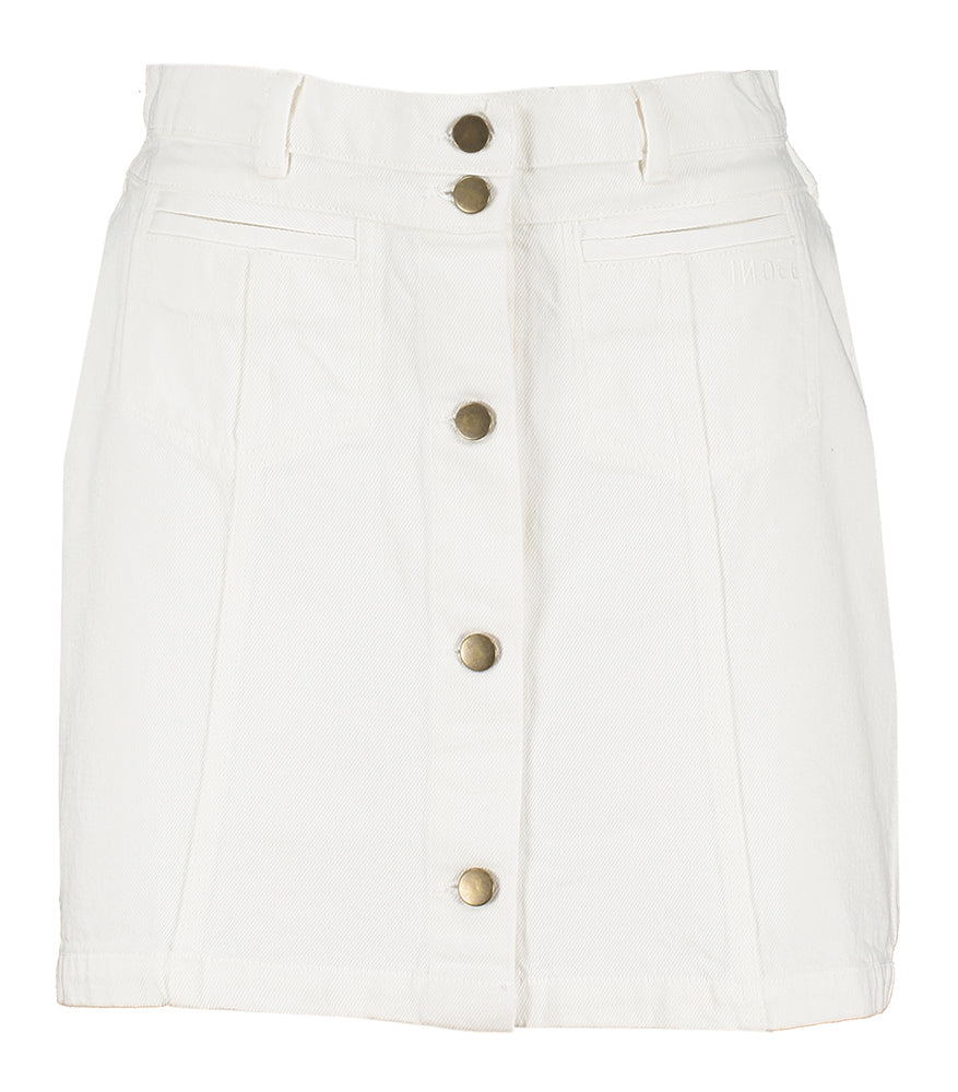 Jupe courte en jean blanc à boutons Samba Indee