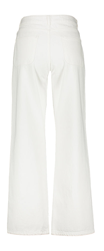 Witte straight fit jeans met hoge taille en opgestikt ezakken Smile Indee