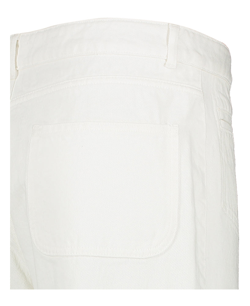 Witte straight fit jeans met hoge taille en opgestikt ezakken Smile Indee