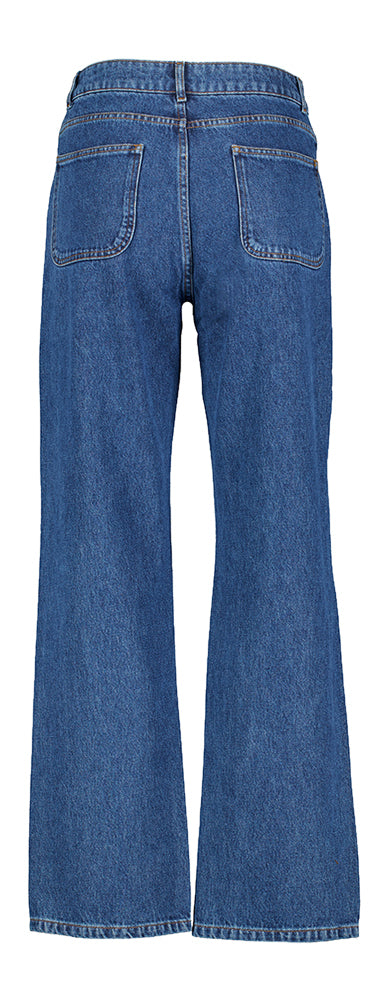 Donkerblauwe straight fit jeans met hoge taille Smile Indee