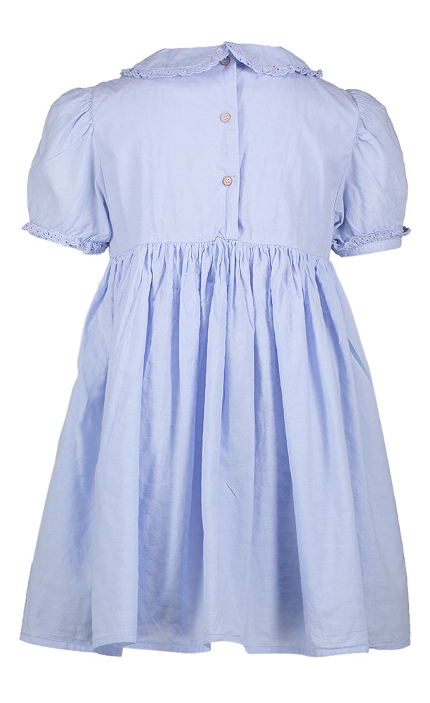Licht blauwe katoenen jurk met kanten detail Wuxi Sorrent Morley