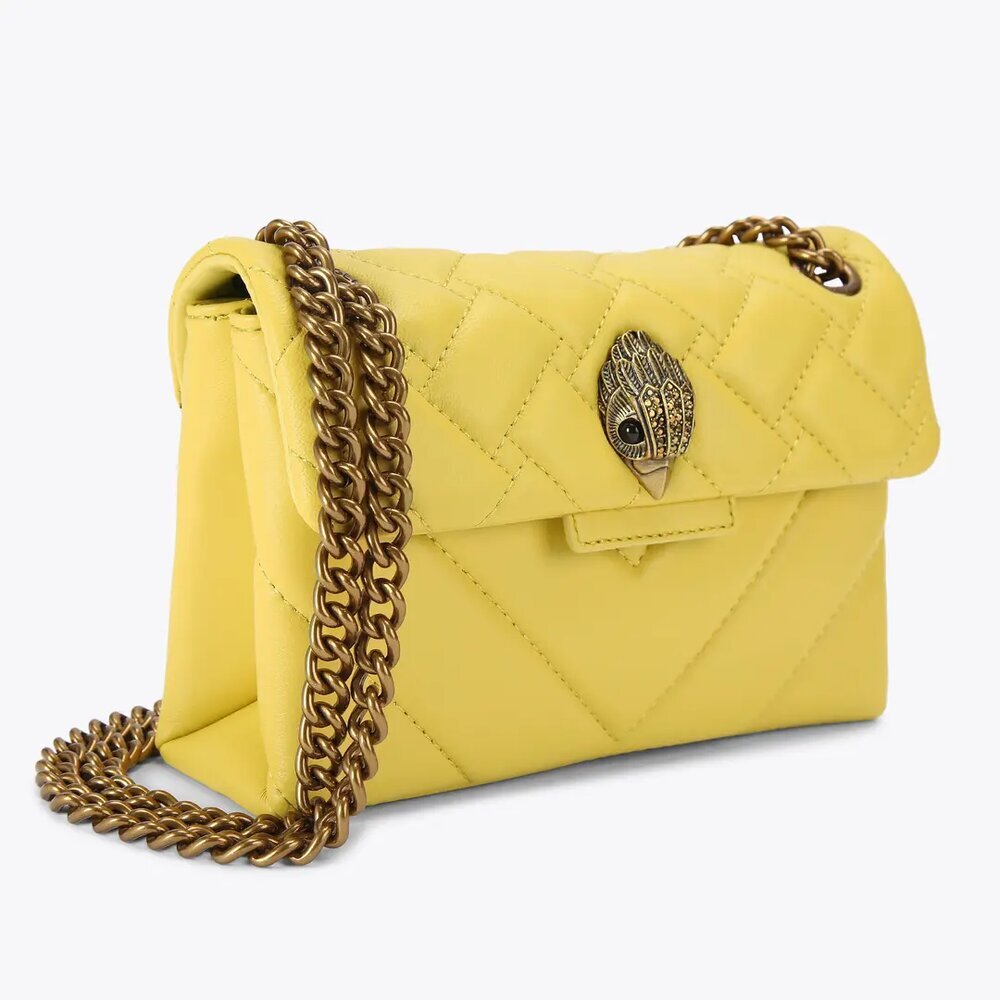 Geel mini leder Kensington crossbody Kurt Geiger