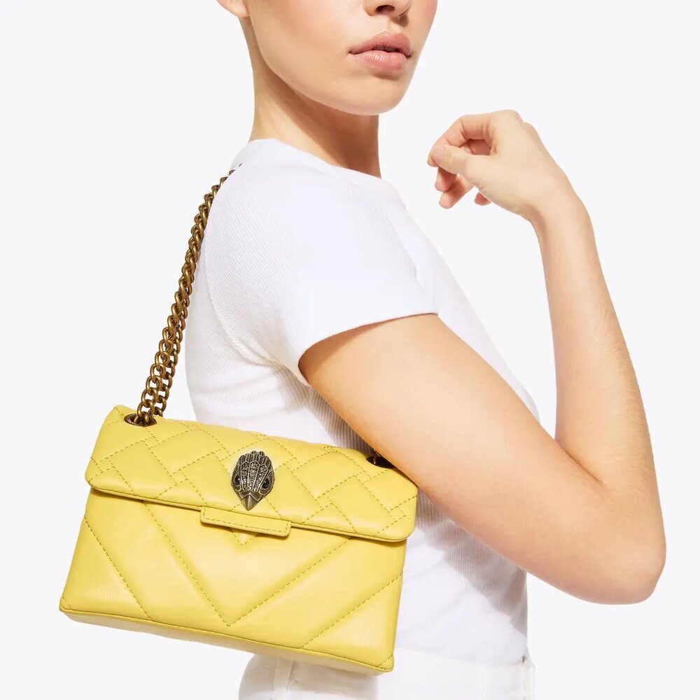 Geel mini leder Kensington crossbody Kurt Geiger