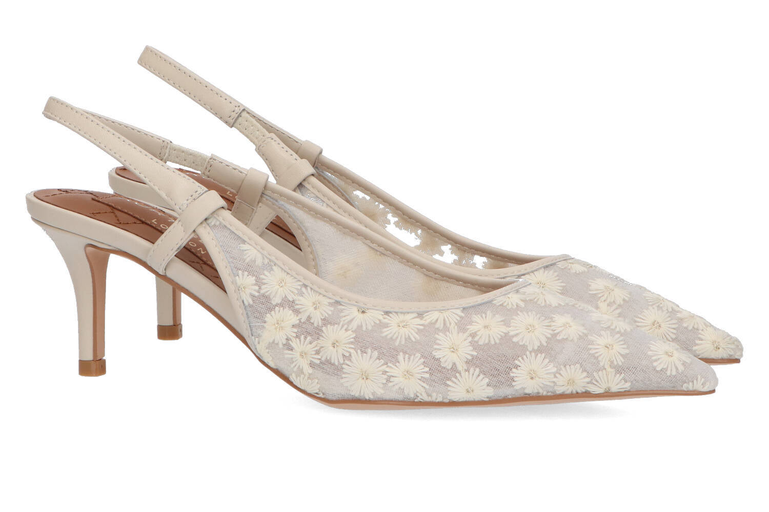 Ecru pumps met bloemen kurt Geiger