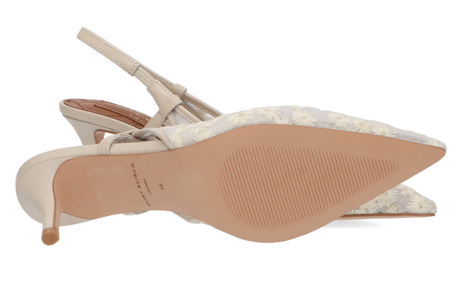 Ecru pumps met bloemen kurt Geiger