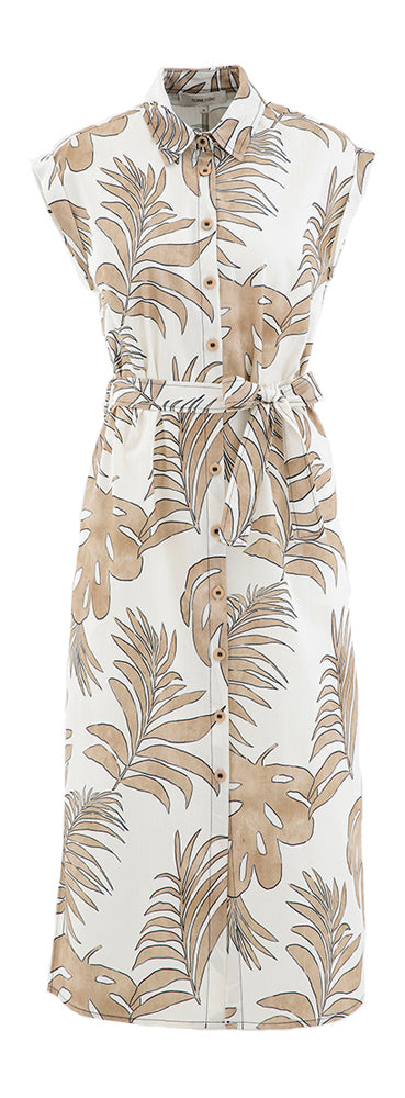 Robe écru sans manches à imprimé beige Marie Mero