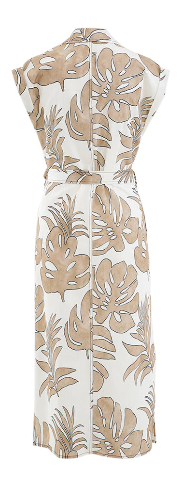 Robe écru sans manches à imprimé beige Marie Mero