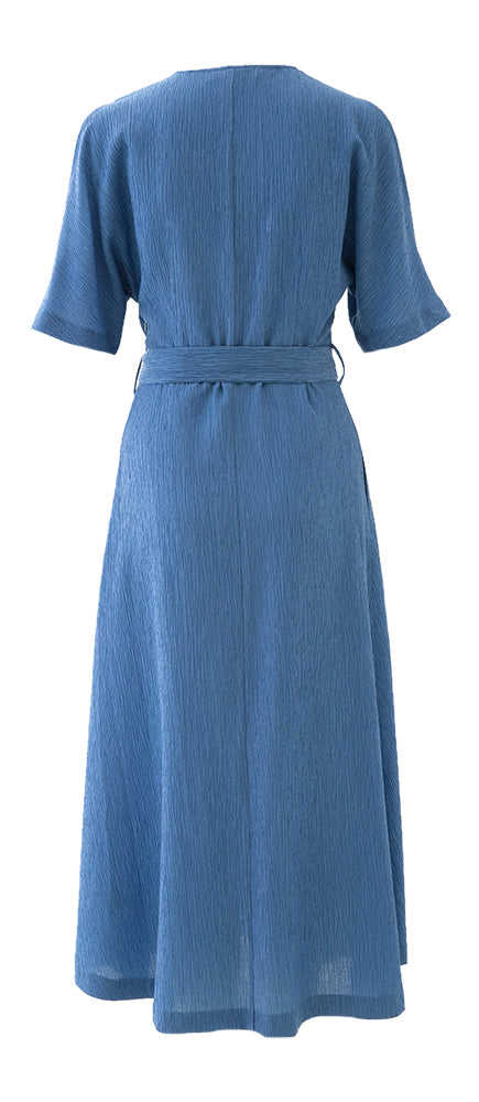 Robe longue bleue structurée à épaules dénudées Marie Mero