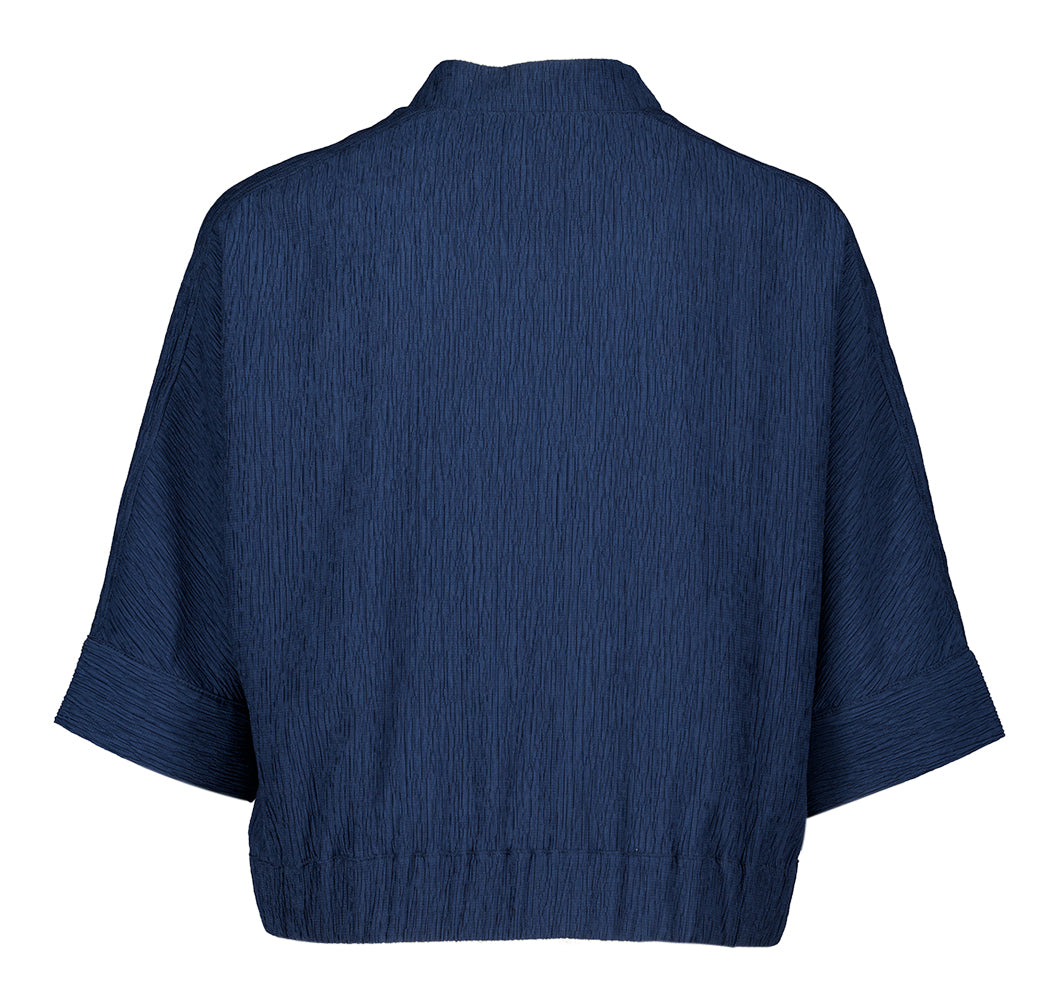 Gilet fin bleu foncé à boutons marron Marie Maro