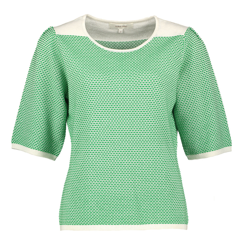 Pull couleur crème à imprimé vert Marie Mero