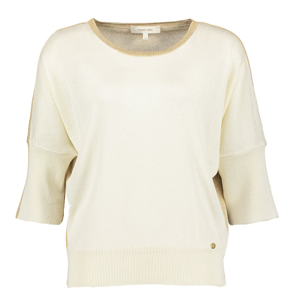 Pull fin beige au crochet Marie Mero