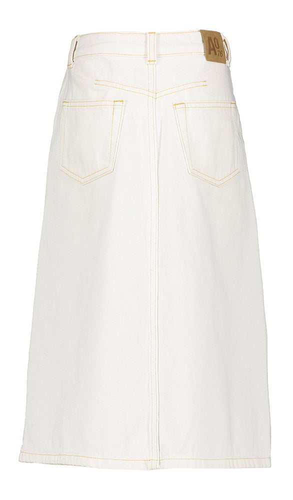 Jupe longue en jean blanc fendue AO76