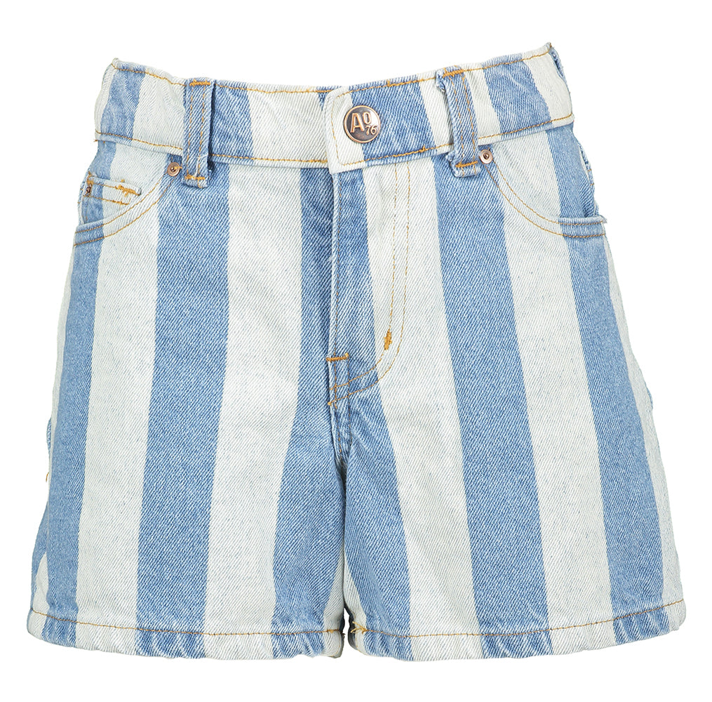 Blauwe gestreepte jeansshort AO76