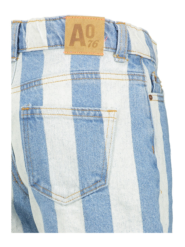 Blauwe gestreepte jeansshort AO76