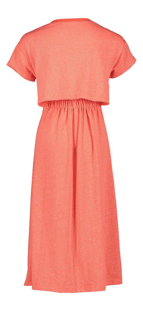 Robe rayée couleur corail avec dos nu AO76