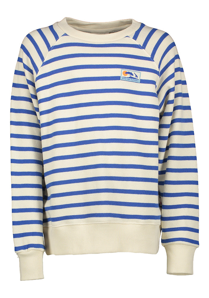 Wit en blauw gestreepte trui met ronde hals AO
