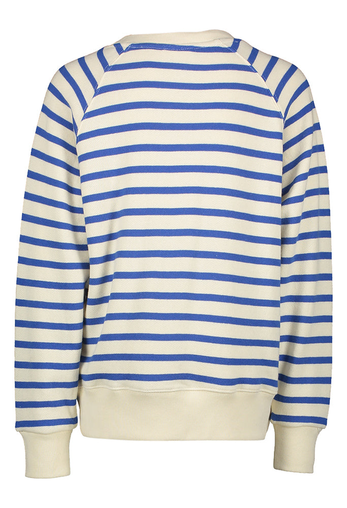 Pull rayé blanc et bleu à col rond AO