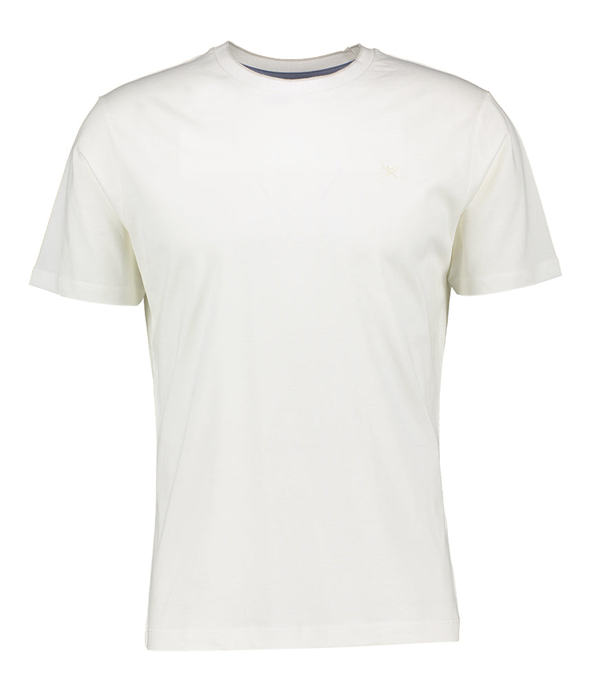 T-shirt blanc cassé à col rond et manches courtes Hackett