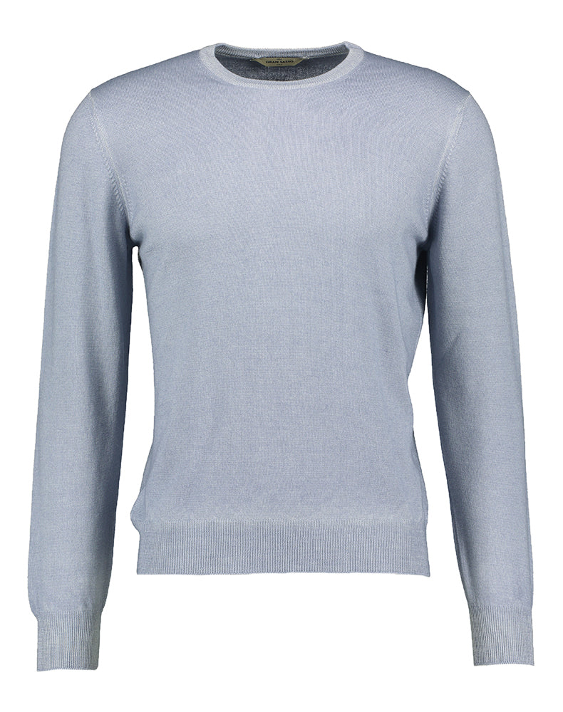 Lichtblauwe wollen pull met ronde hals Gran Sasso