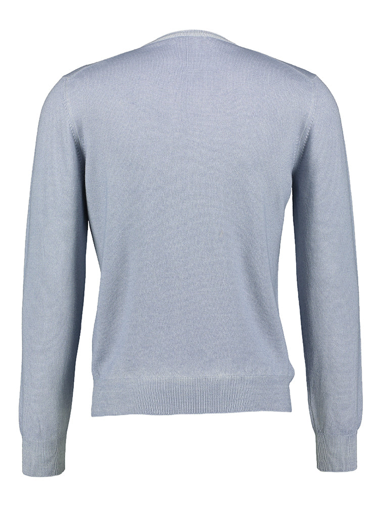 Lichtblauwe wollen pull met ronde hals Gran Sasso