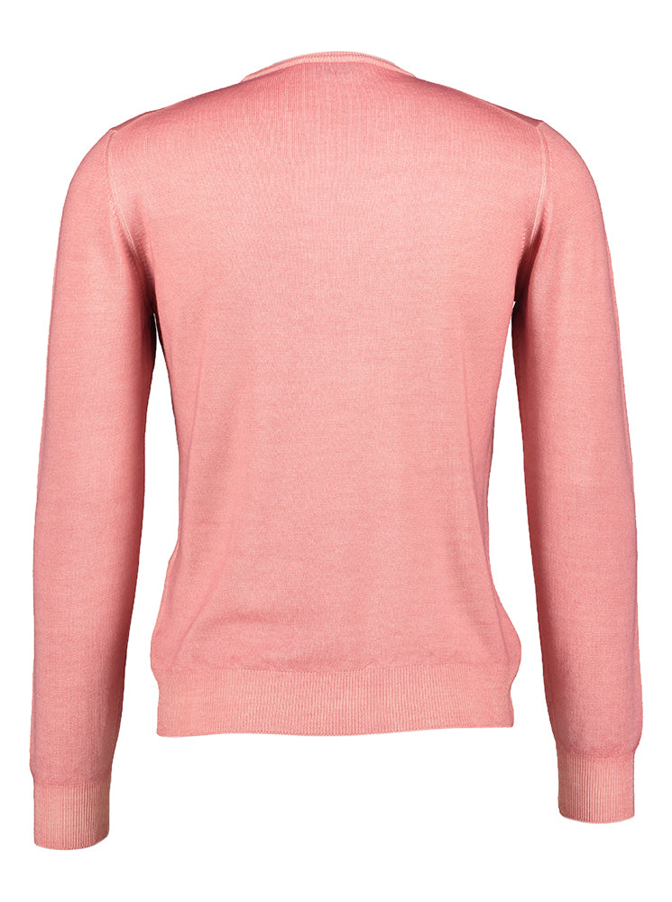 Lichtroze wollen pull met ronde hals Gran Sasso