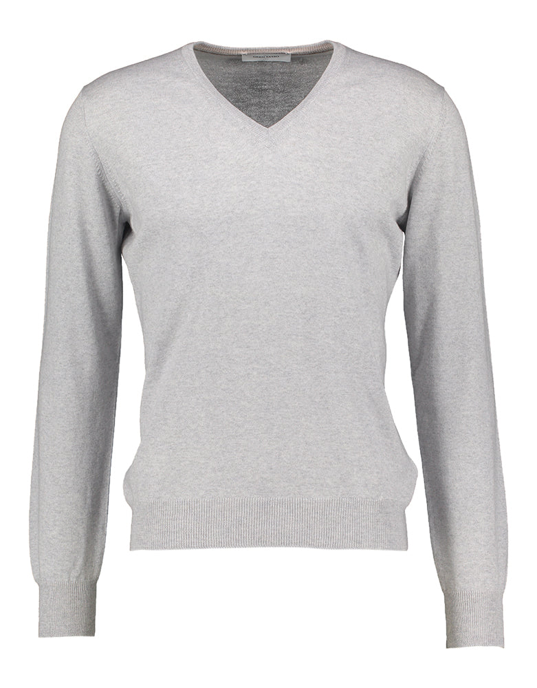 Pull gris à col en V Gran Sasso
