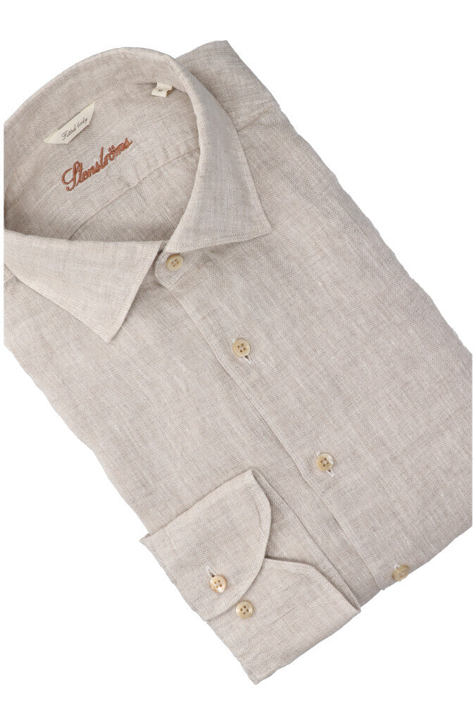 Chemise en lin beige (coupe régulière) à manches longues Stenströms