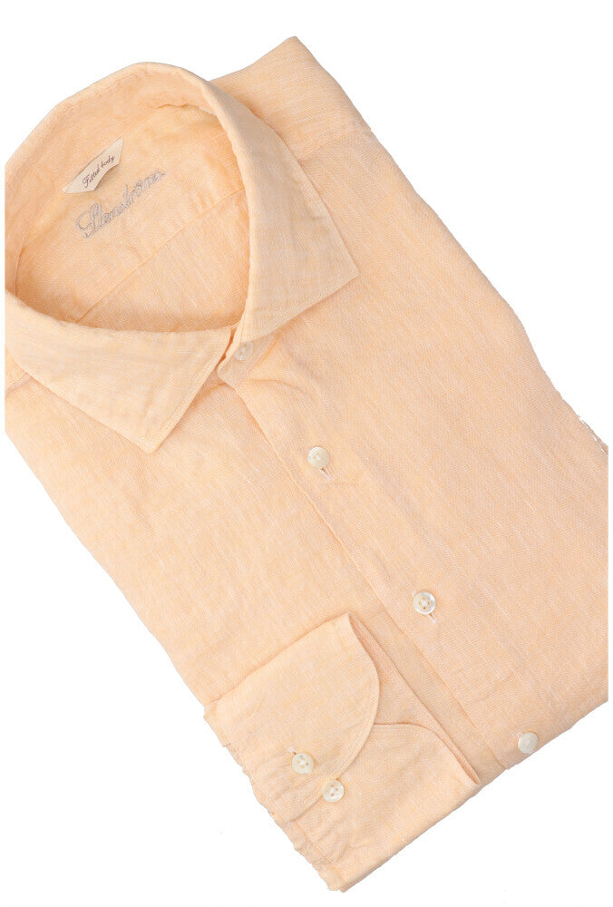 Chemise en lin orange (coupe régulière) à manches longues Stenströms