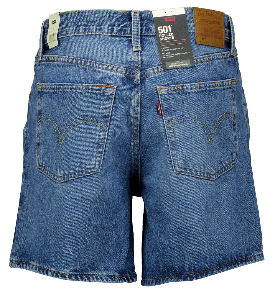 Blauwe relaxed jeans short 501 Rolled Shorts