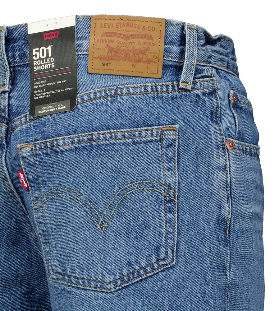 Short en jean bleu décontracté 501 à ourlet roulé