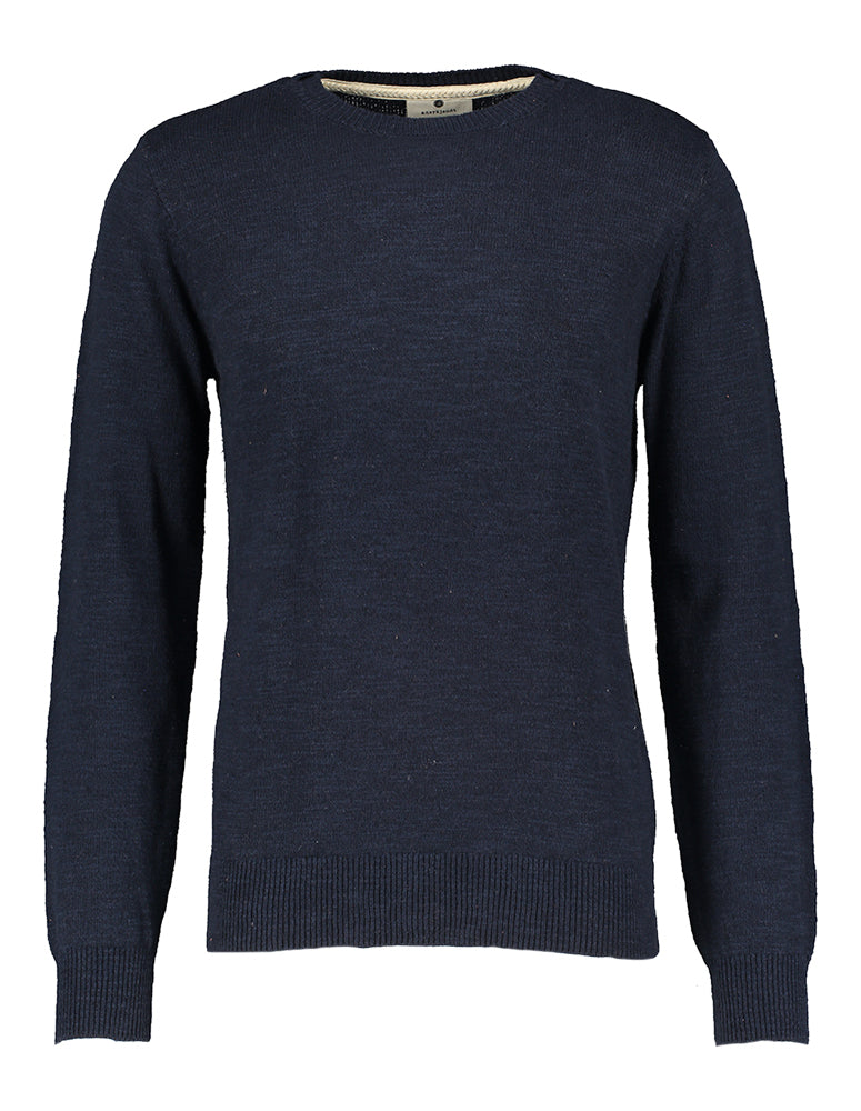 Pull Anerkjendt en coton bleu foncé à col rond