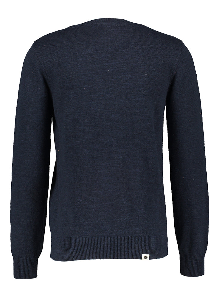 Pull Anerkjendt en coton bleu foncé à col rond