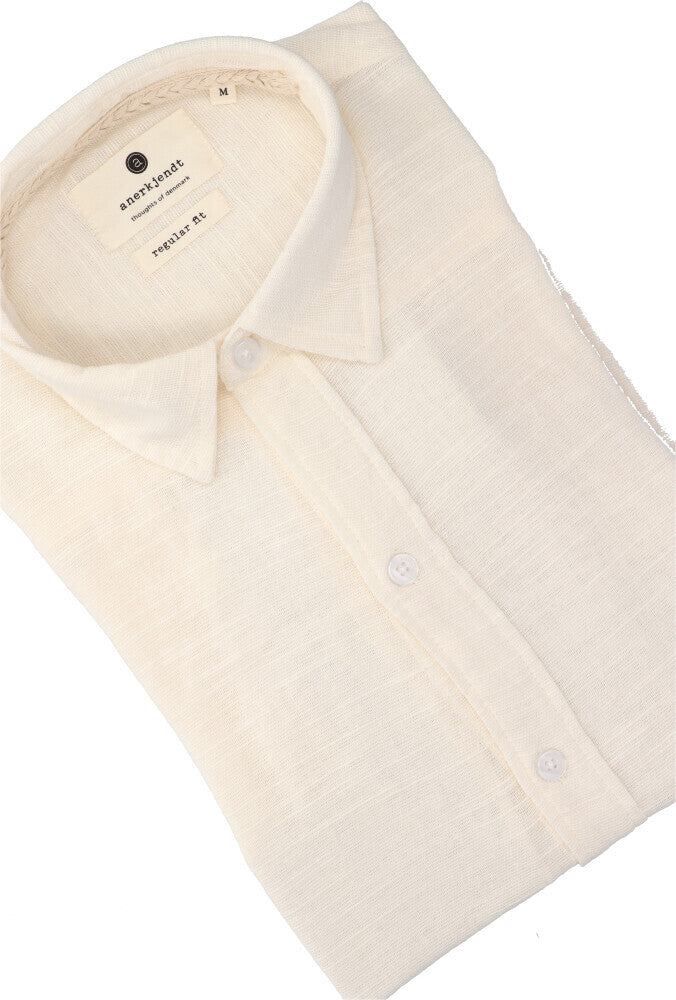 Chemise en lin écru (coupe régulière) à manches longues Anerkjendt