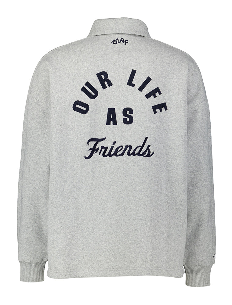 Pull gris à col et imprimé Olaf au dos