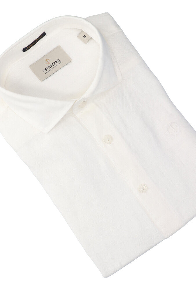 Chemise en lin blanc (coupe classique) à manches longues