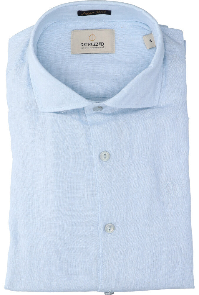 Chemise en lin bleu clair (coupe classique) à manches longues Dstrezzed