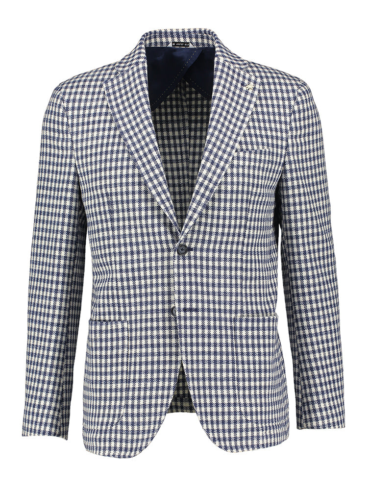 Blauw ecru geruite blazer Manuel Ritz