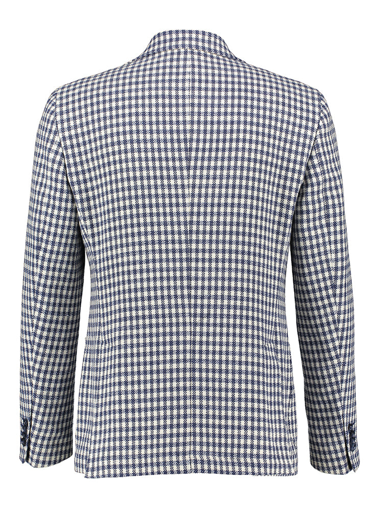 Blauw ecru geruite blazer Manuel Ritz