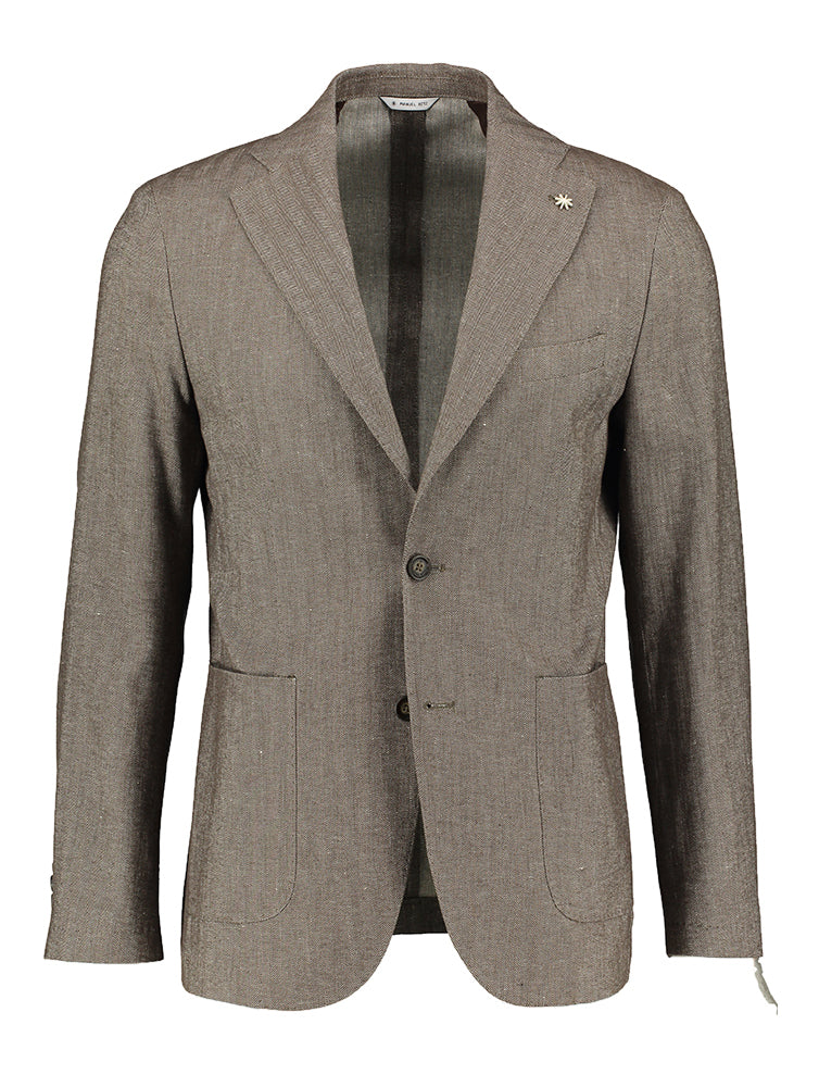 Bruine blazer met visgraat Manuel Ritz