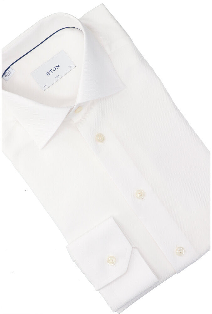 Chemise blanche en coton (coupe ajustée) à manches longues Eton