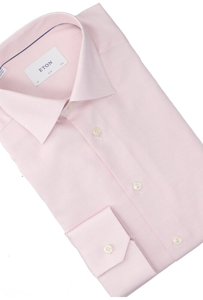 Chemise rose en coton (coupe ajustée) à manches longues Eton
