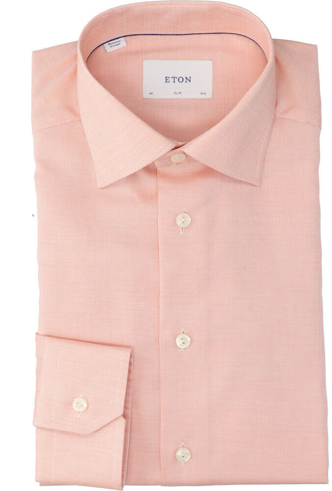 Chemise orange en coton (coupe ajustée) à manches longues Eton