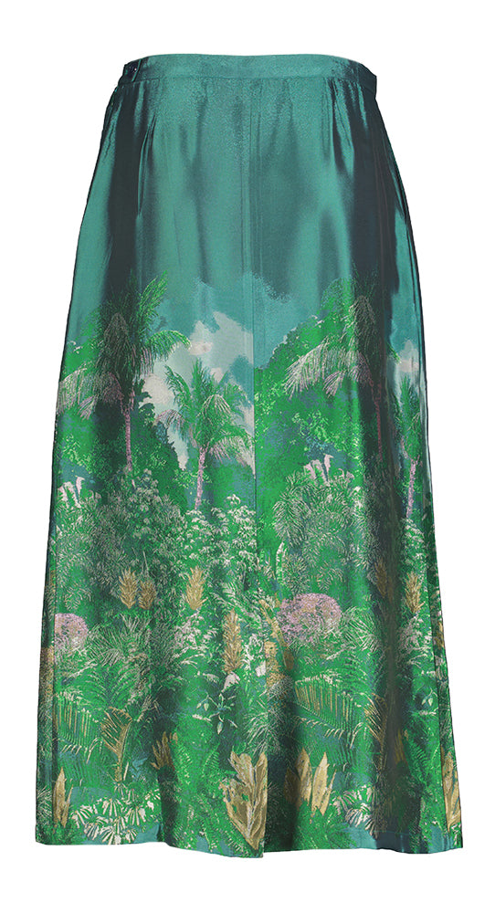 Jupe verte brillante à imprimé fleuri Emmanuel Nathalie Vleeschouwer