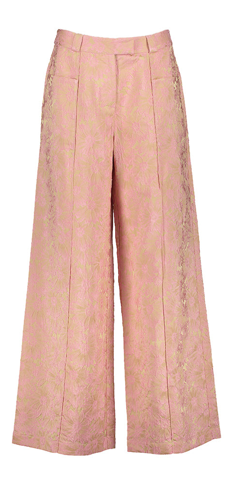 Pantalon long rose imprimé fleuri Bolivar Nathalie Vleeschouwer