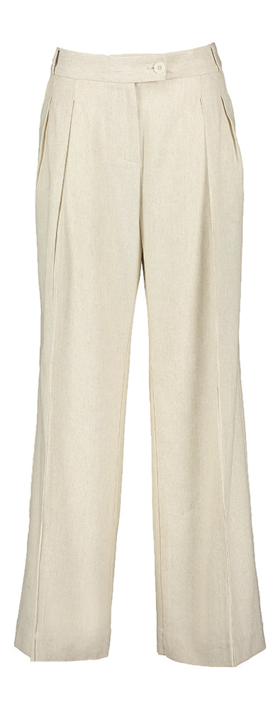 Pantalon en coton grège Cezar Nathalie Vleeschouwer