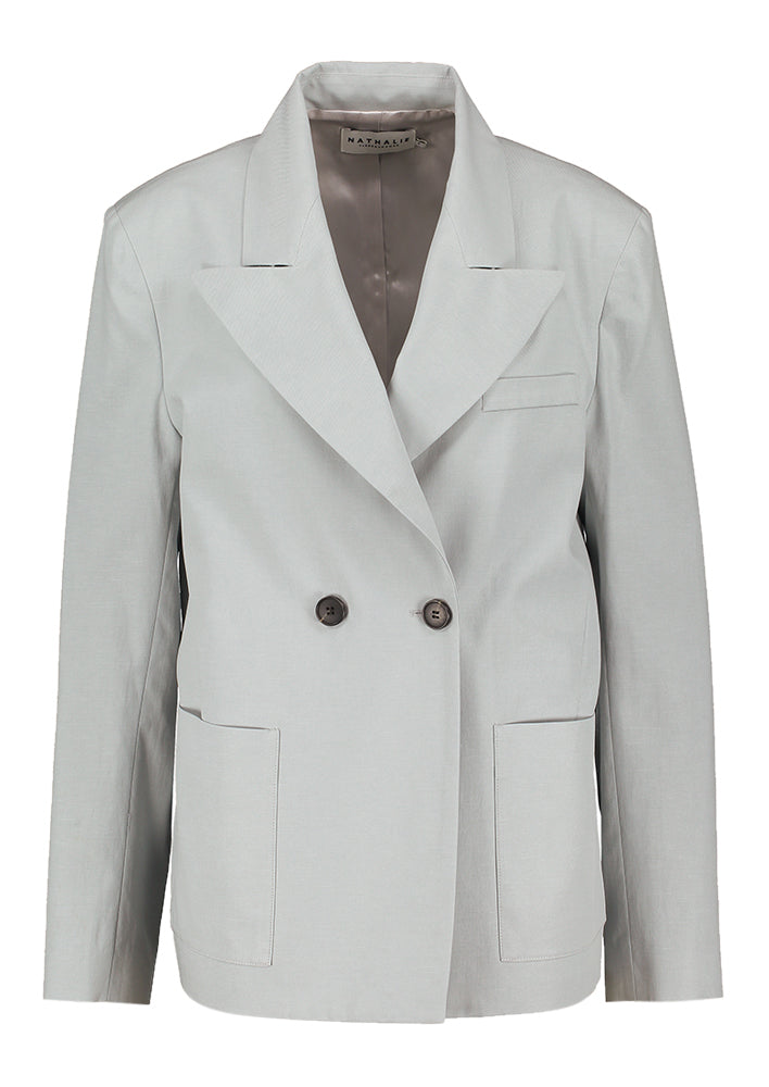 Grijs blauwe oversized kostuum blazer Nathalie Vleeschouwer