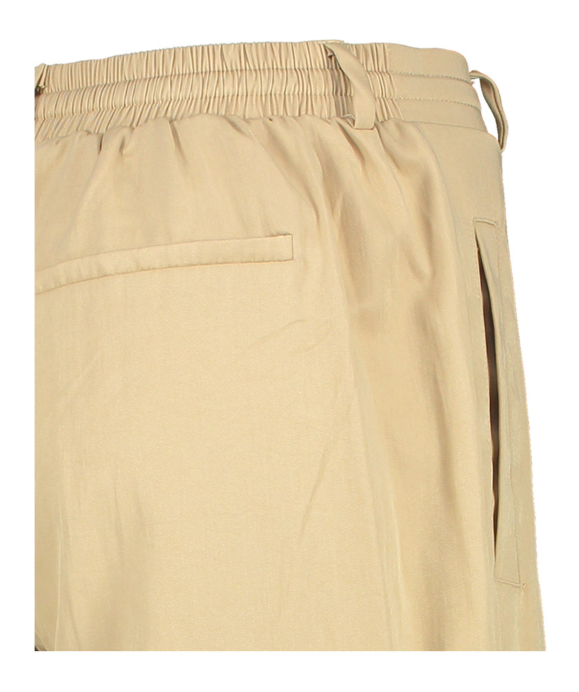 Beige losvallende broek met elastiek Gerly Peppercorn