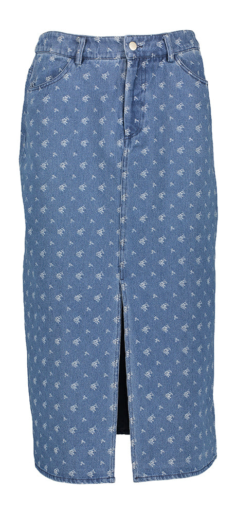 Blauwe jeansrok met detail en split vooraan Gustava Peppercorn
