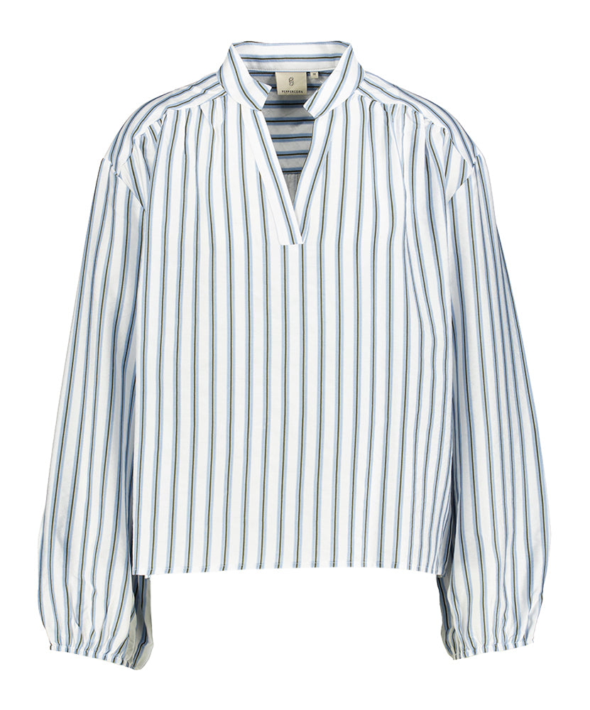Chemisier rayé bleu clair et blanc Giril Peppercorn
