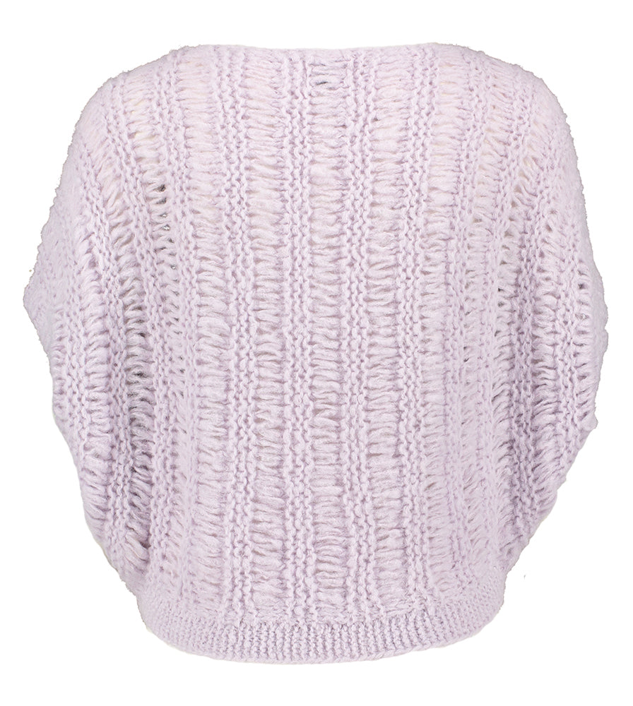 Pull en laine violette à col rond et manches courtes Irma Inti